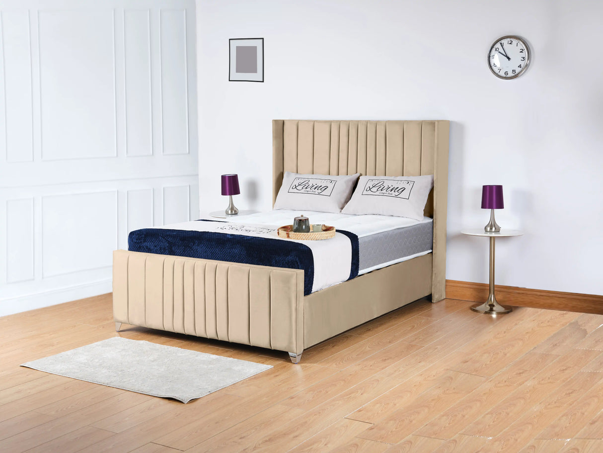 Valencia Lined Wings Upholstered Bed