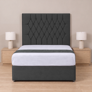 Permium Linen Fabrics Fran Grey Chesterfield Divan Bed
