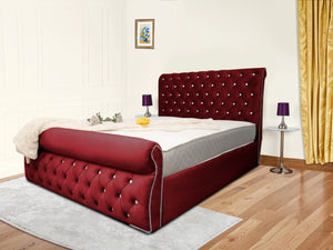 Swan Sleigh Chesterfield Upholstered Bed