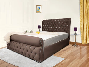 Swan Sleigh Chesterfield Upholstered Bed