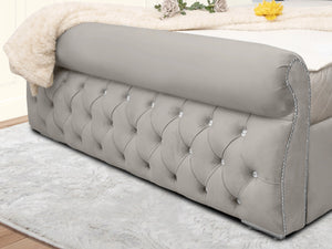 Swan Sleigh Chesterfield Upholstered Bed
