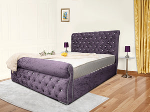 Swan Sleigh Chesterfield Upholstered Bed