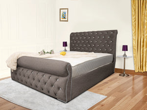 Swan Sleigh Chesterfield Upholstered Bed