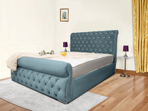 Swan Sleigh Chesterfield Upholstered Bed