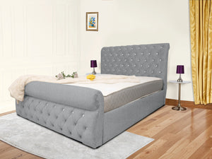 Swan Sleigh Chesterfield Upholstered Bed